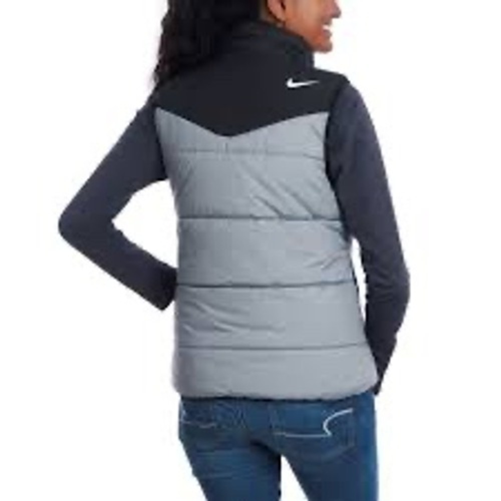 Nike Puffer Vest Women Medium Grey Los Angeles Rams NFL Team Apparel Zip Sports